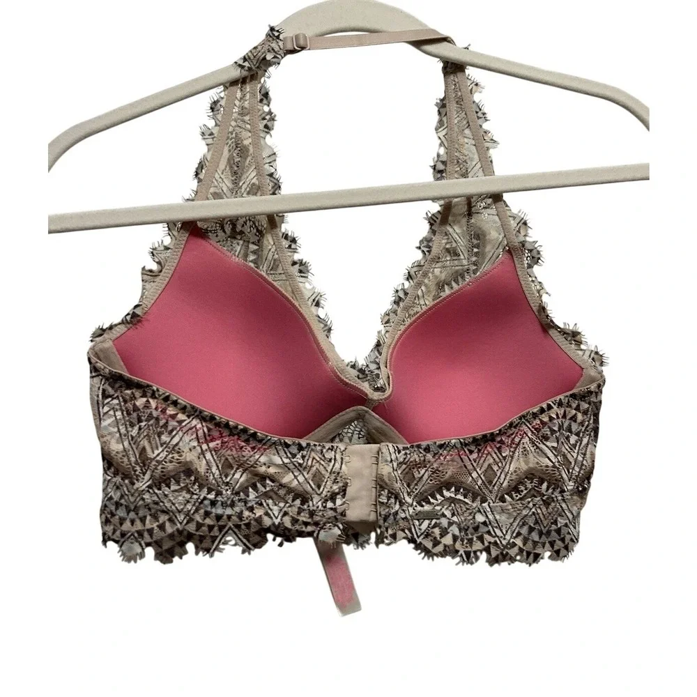 Victoria's Secret Pink lace bralette lightly lined Womens S Aztec halter bra EUC